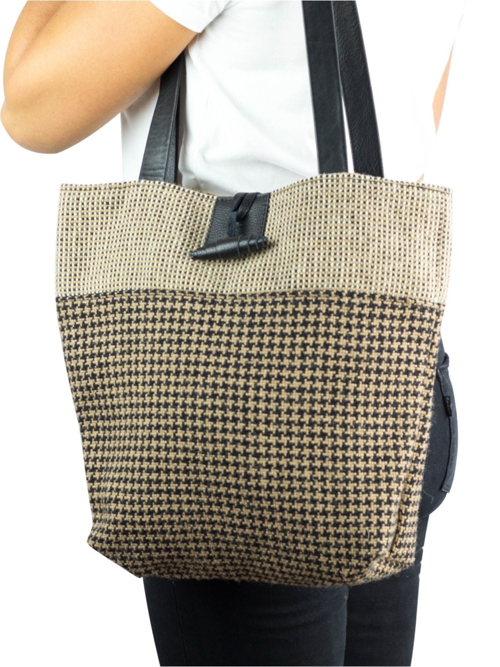 Twool Houndstooth Tweed Wool Shoulder Bag